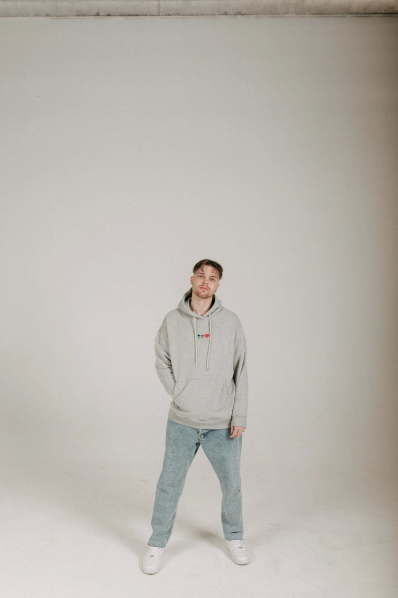 Hoodie Style Gratitude Oversized grau melange Gr. L