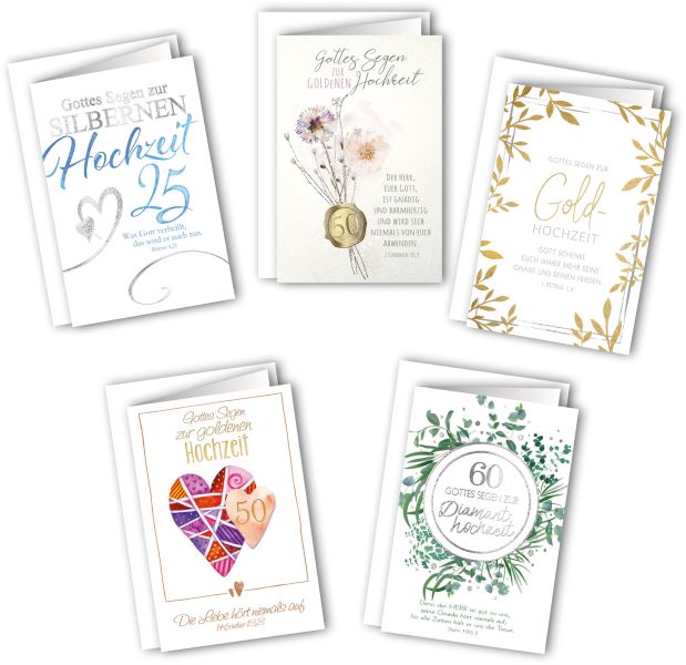 Faltkarten - Hochzeitsjubiläum 5er Set
