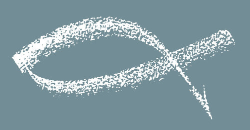 Kreide-Fisch ICHTHYS 14 x 7 cm - weiß (Aufkleber)