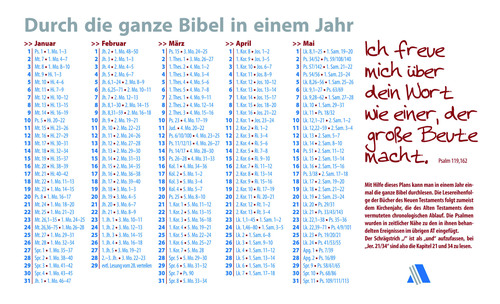 Durch die ganze Bibel in einem Jahr|Bibelleseplan eingeschweißt - Format 16 x 9.5 cm