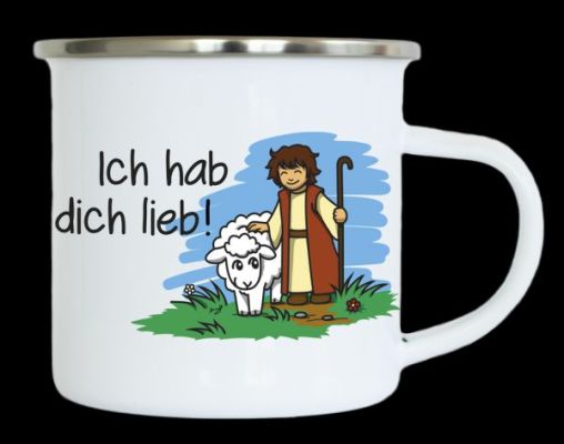 Emaille-Becher Ich hab dich lieb!
