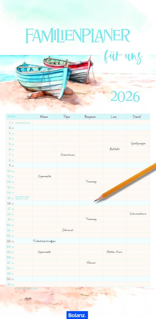 Familienplaner für uns 2026 - Wandkalender