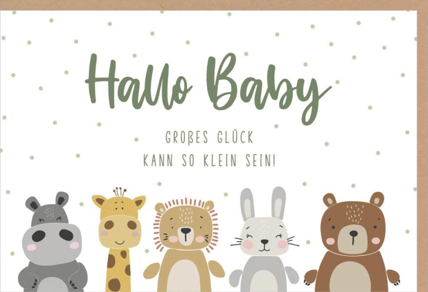 Faltkarte Hallo Baby - neutral