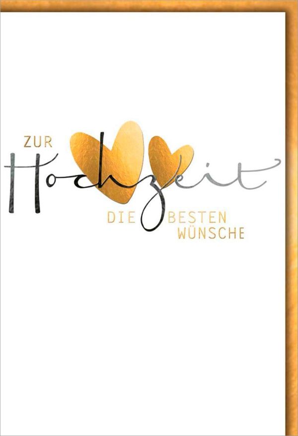 Faltkarte Zur Hochzeit - Goldherzen