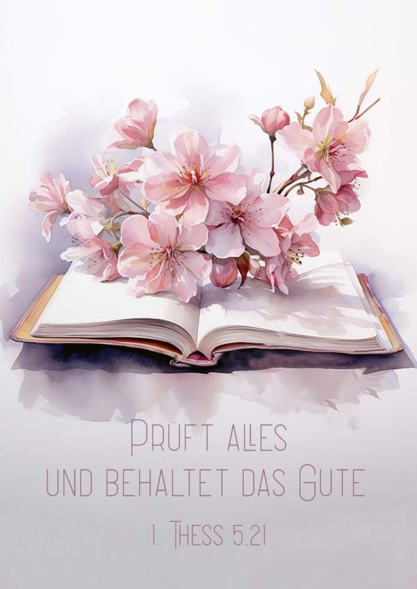 Jahreslosung 2025 - Postkarten Bibel mit Blüten 12 Stück