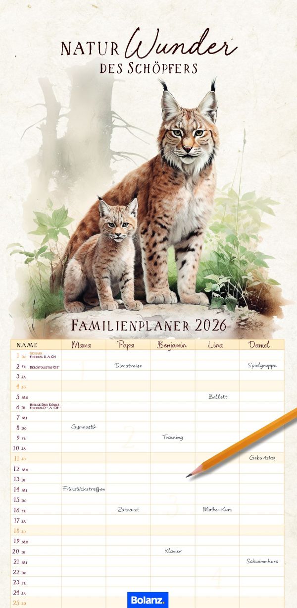 NaturWunder des Schöpfers 2026 - Familienplaner