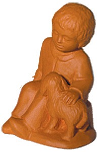 Krippenfigur - Hirtenjunge bronzefarbener Steinguss