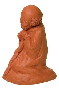 Krippenfigur - Kniender Hirte Tonfarbener Steinguss