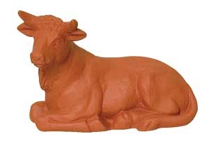 Krippenfigur - Ochse Tonfarbener Steinguss