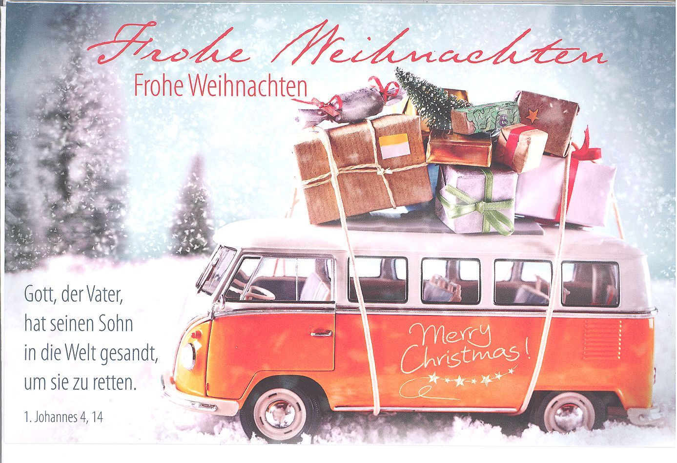 Faltkarte Frohe Weihnachten 1. Joh. 4,14