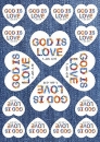 Aufkleber-Gruß-Karten: GOD IS LOVE, 4 Stück