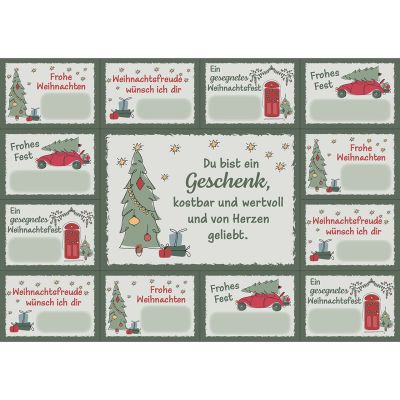 Aufkleber-Gruß-Karten: Du bist ein Geschenk ... 4 Stück