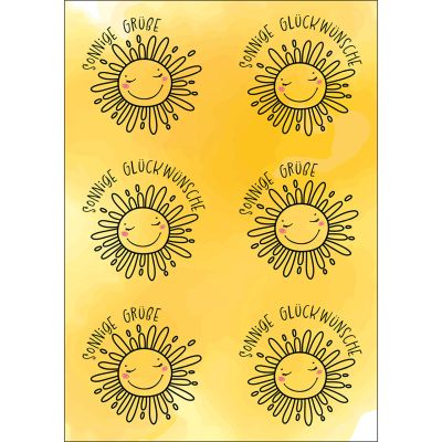 Aufkleber-Gruß-Karten: Sonnige Grüße, 4 Stück