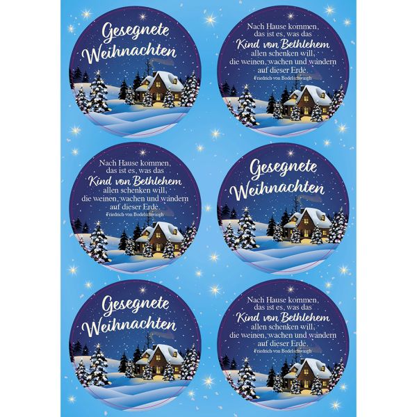 Aufkleber-Gruß-Karten: Gesegnete Weihnachten, 4 Stück