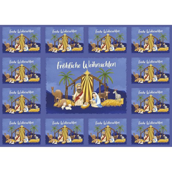 Aufkleber-Gruß-Karten: Fröhliche Weihnachten, 4 Stück