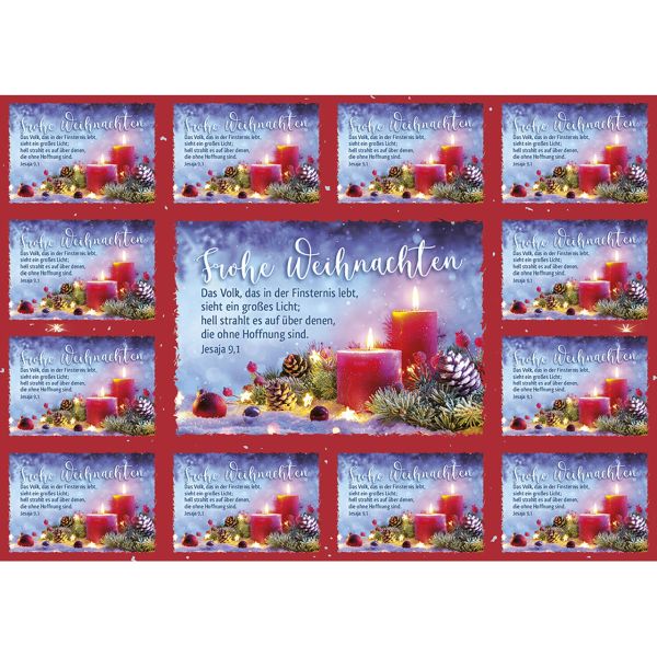 Aufkleber-Gruß-Karten: Frohe Weihnachten, 4 Stück