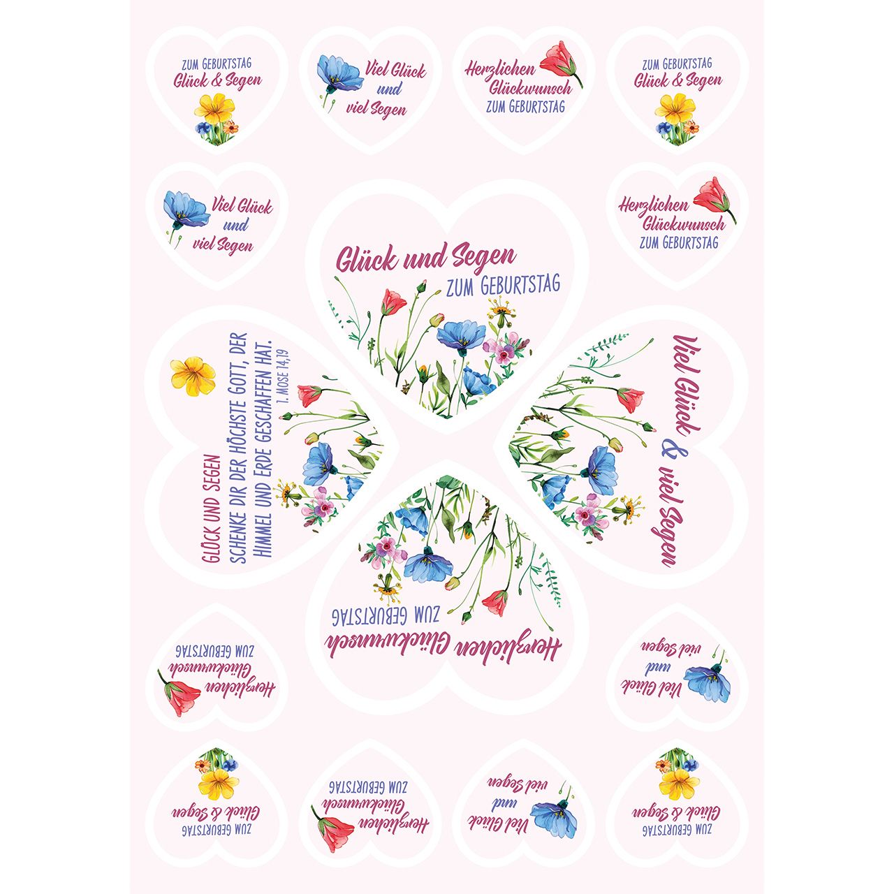 Aufkleber-Grußkarten,Herzlichen Glückwunsch zum Geburtstag 4 Stk