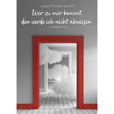 Jahreslosung 2022 - Postkarten, 4 Stück - s/w|Jesus Christus spricht: Wer zu mir kommt, den werde ich nicht abweisen. Johannes 6,37