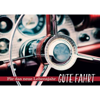 Postkarten: Für das neue Lebensjahr - gute Fahrt, 4 Stück