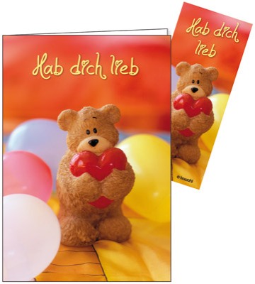 Faltkarte mit Magnet-Lesezeichen Hab dich lieb