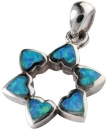 Davidstern mit Herzen - Anhänger (Sterlingsilber mit Semi-Opal)|17 mm