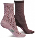 Socken - Damen Gr. 36 - 41 (2 Paar rosa-rot)