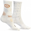 Socken - Damen Gr. 36 - 41 (2 Paar Blumenmuster beige)