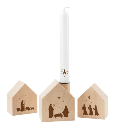 Holzhaus Weihnachten - 3er Set