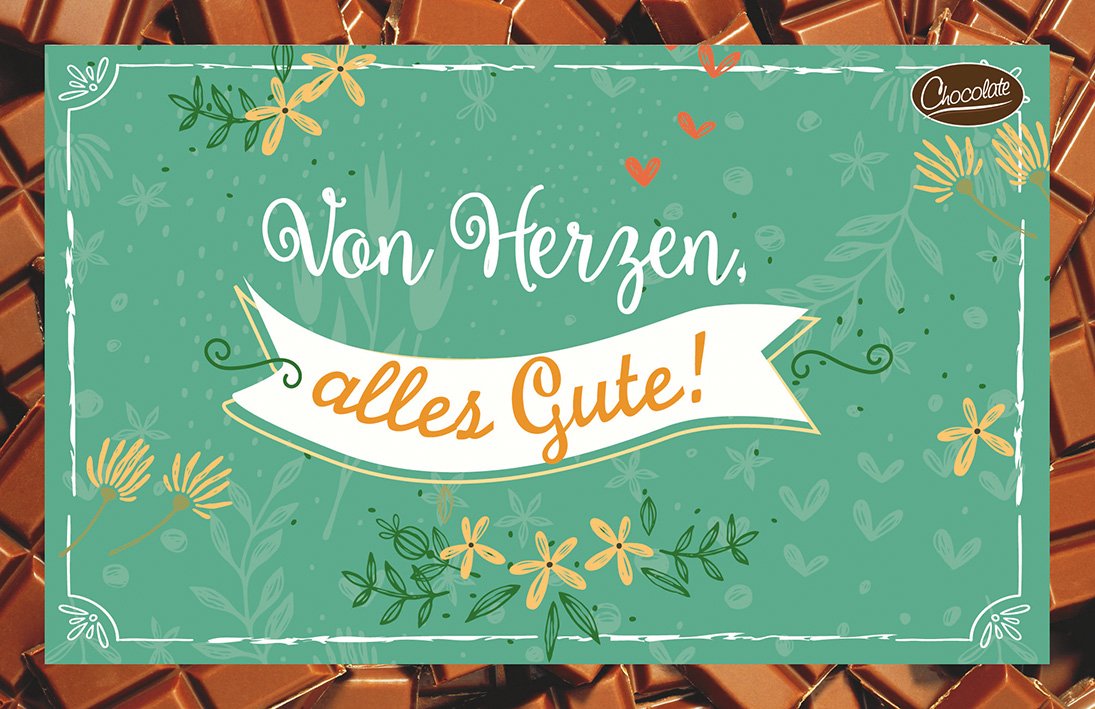 Schokokarte - Von Herzen alles Gute!