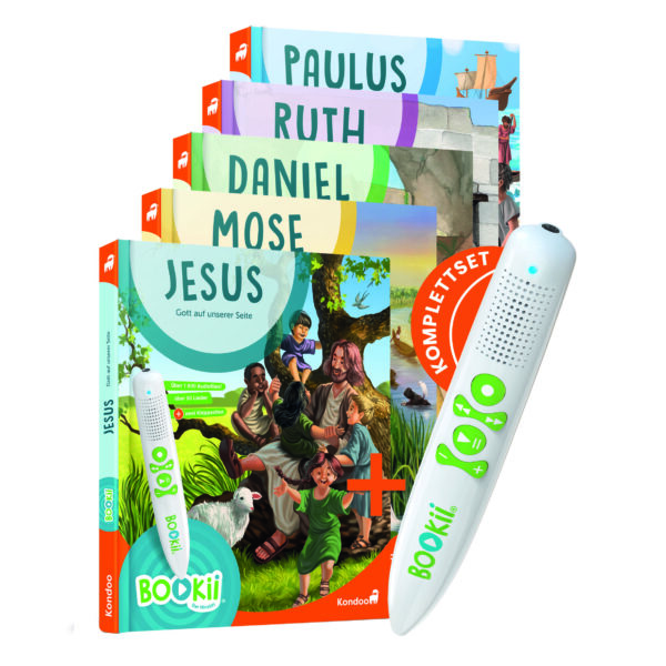 BOOKii-Komplett-Set BOOKii Buch Mose + BOOKii Buch Daniel + BOOKii Buch Ruth + BOOKii Buch Jesus + BOOKii Buch Paulus + BOOKii Hörstift|Die mitwachsenden Kinderbücher für Kinder von ca. 4 bis ca. 9 Jahren