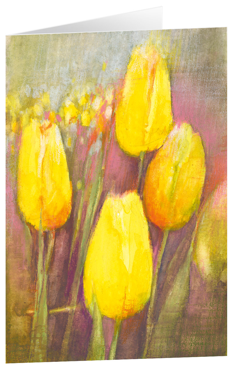 Gelbe Tulpen - Kunst-Faltkarten ohne Text (6 Stück)