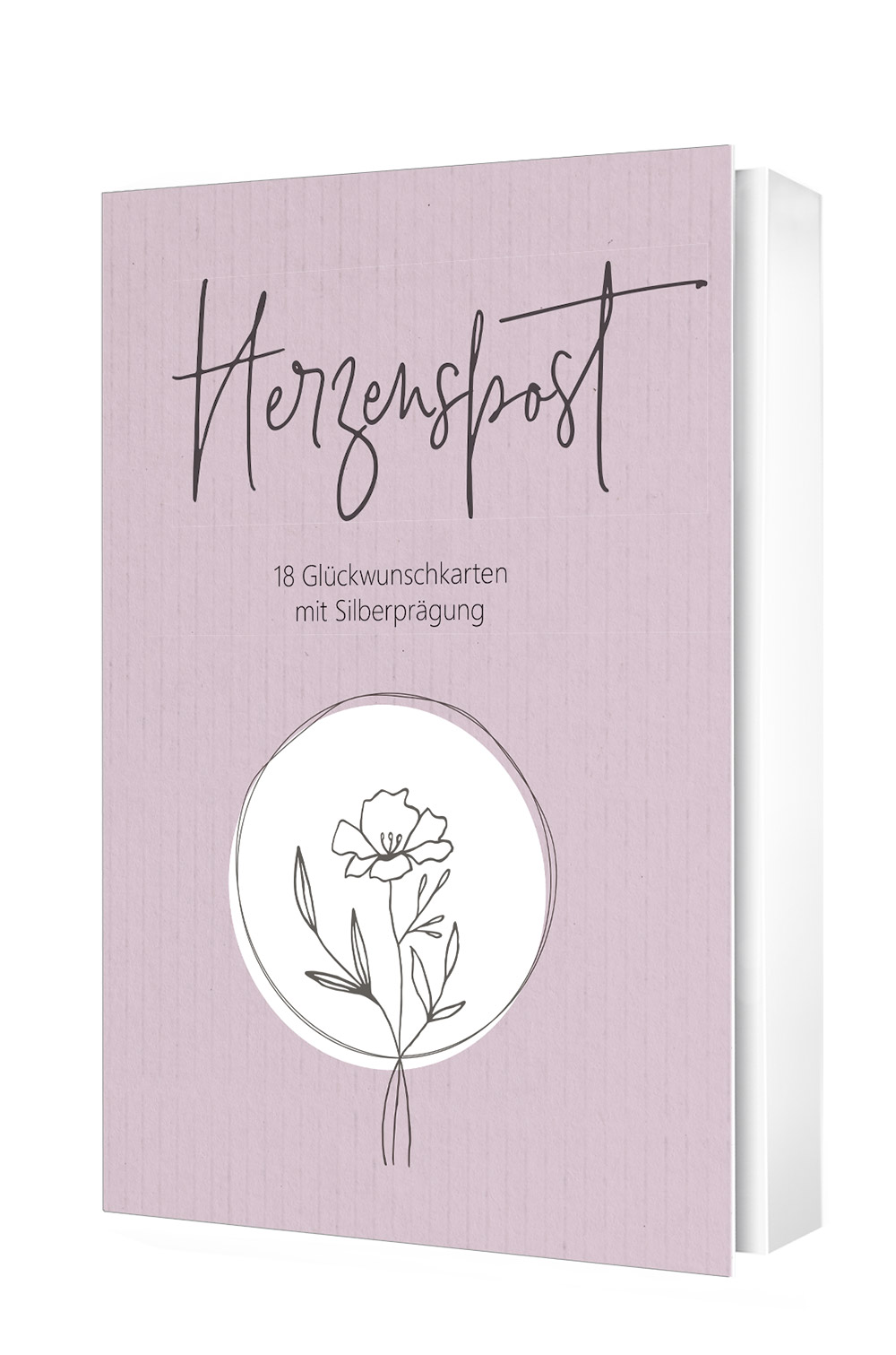 Herzenspost - Postkartenset|18 Glückwunschkarten mit Silberprägung.