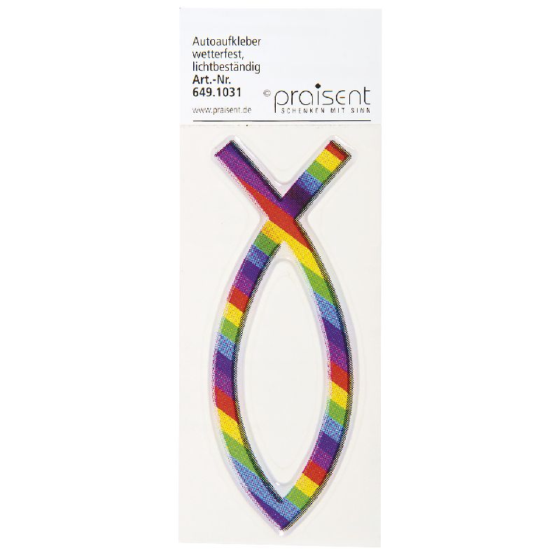 Aufkleber Fisch - Regenbogenstreifen