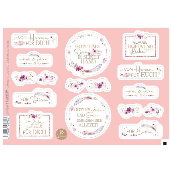 Stickerbogen In seiner Hand
