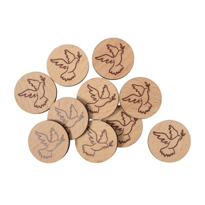 Einkaufswagenchip Holz Taube - 10er Pack
