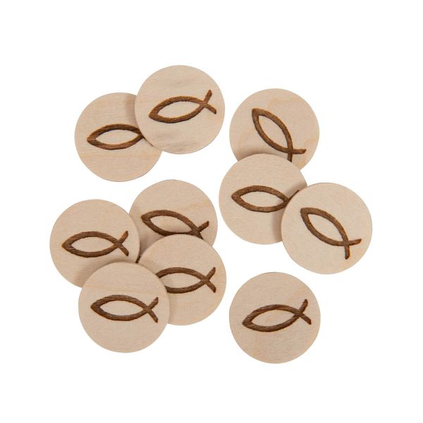 Einkaufswagenchip Holz Fisch - 10er Pack
