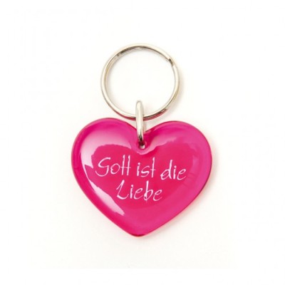 Schlüsselanhänger Herz Gott ist Liebe pink