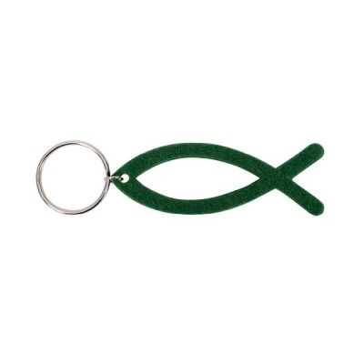 Schlüsselanhänger Fisch Filz dunkelgrün
