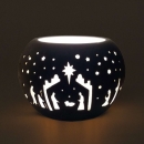 Windlicht Krippe (Kugel)|Durchmesser 9 cm, Höhe 7 cm - Porzellan, im Karton