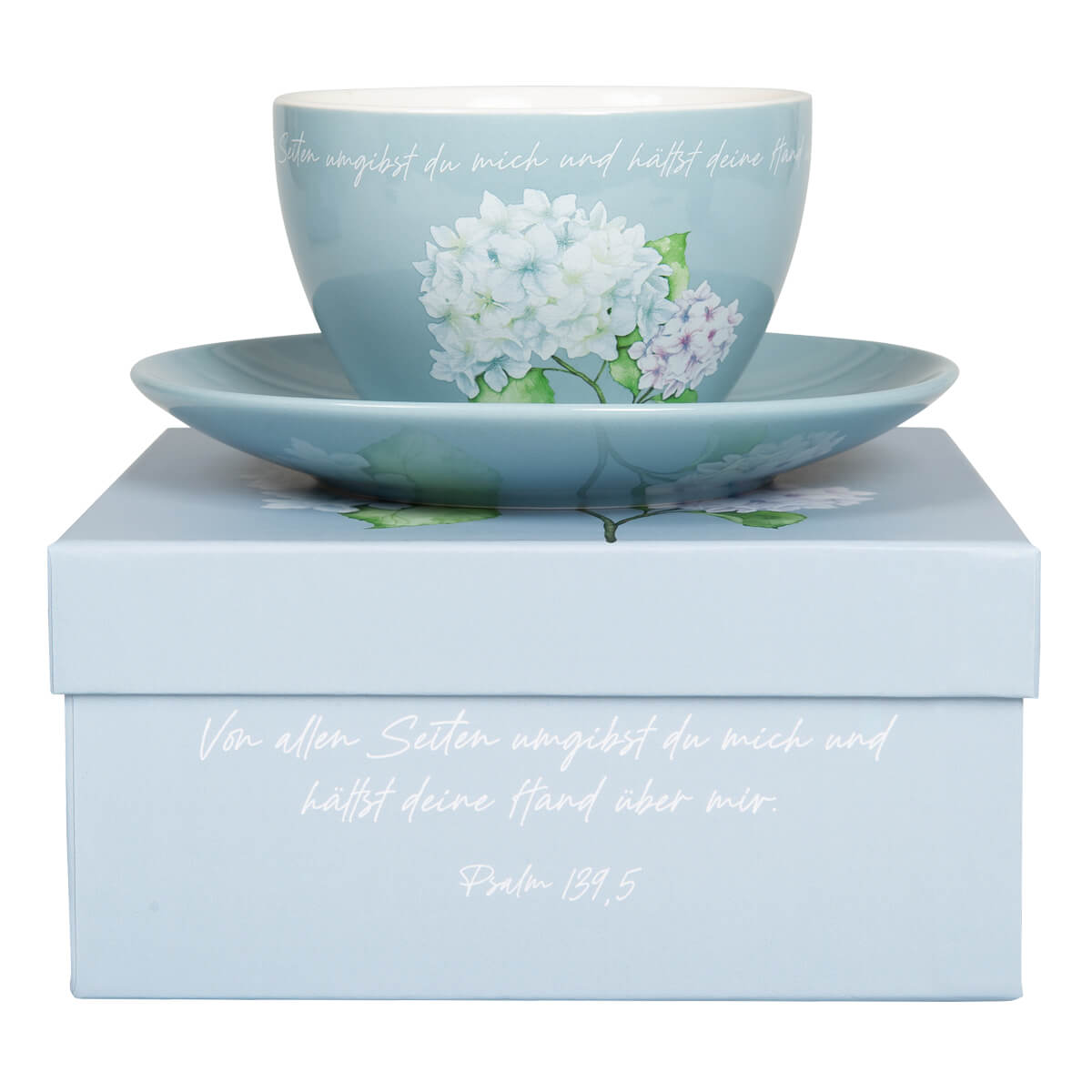 Tasse mit Untertasse "Hortensie"
