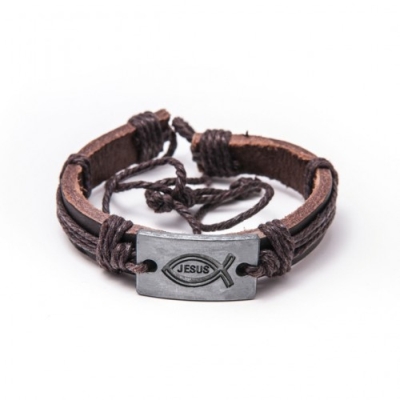 Leder-Armband Fisch/Jesus