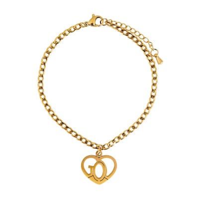 Armband mit Anhänger Herz GOD - goldfarben