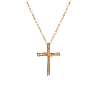Halskette mit Anhänger Kreuz - rosé
