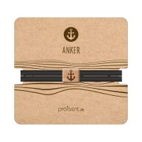 Armband Textil mit Holz-Element Anker - schwarz