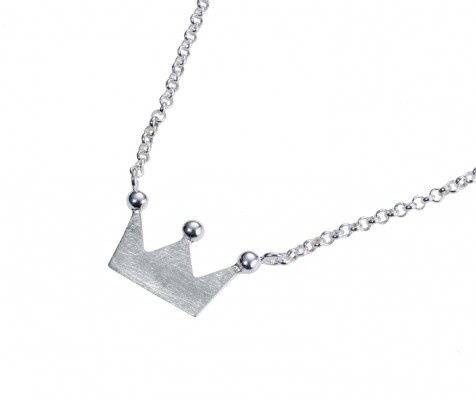 Halskette mit Anhänger Krone - silber