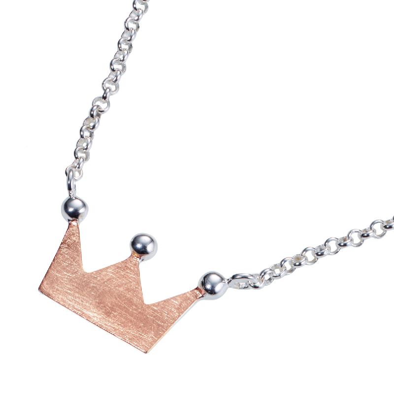 Halskette mit Anhänger Krone - rosé