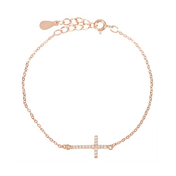Armband Kreuz, rosé vergoldet