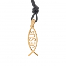 Lederkette mit Anhänger Fisch/Jesus