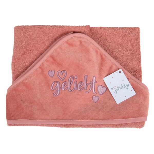 Baby-Badetuch geliebt - altrosa