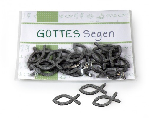 Deko-Fische Gottes Segen - grau